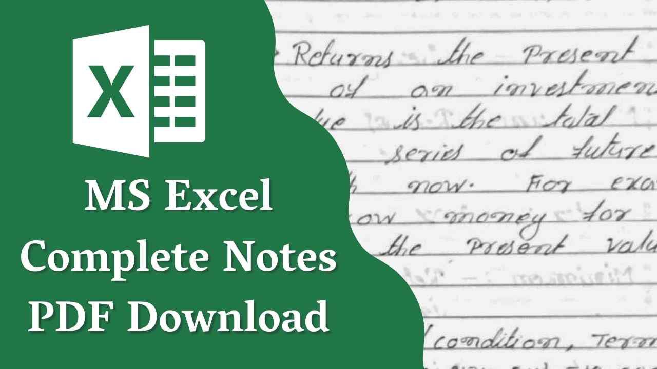 MS Excel notes in Hindi pdf free download MS Excel notes in Hindi pdf free download
