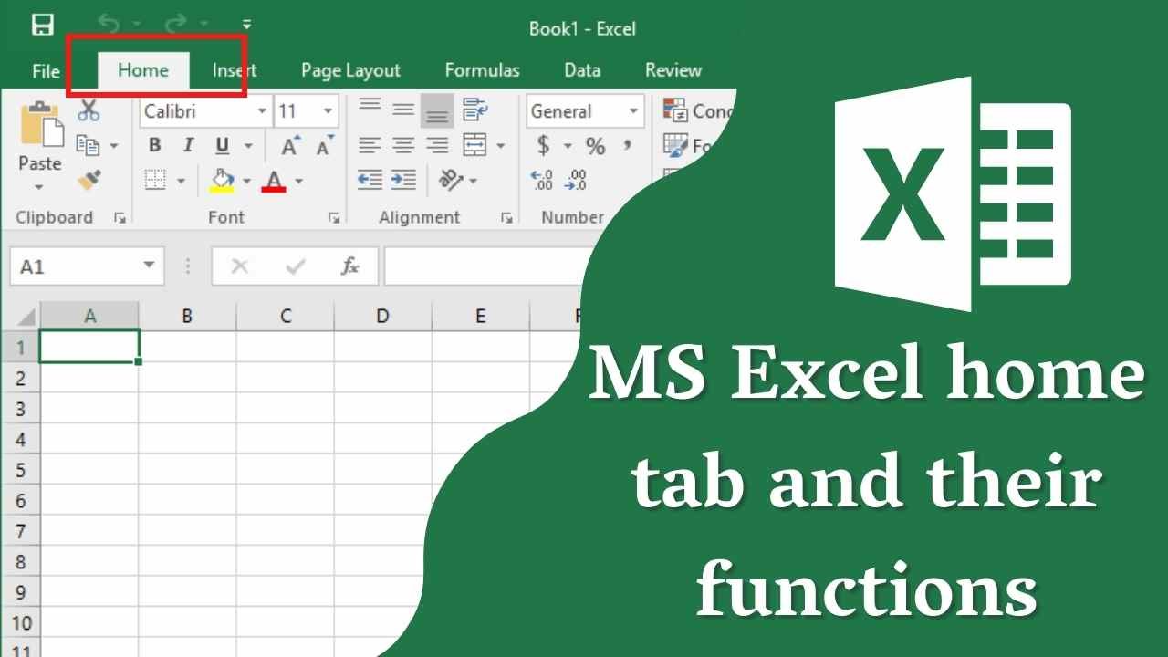 MS excel home tab