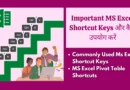 Important MS Excel Shortcut Keys और कैसे उपयोग करें MS Excel shortcut keys